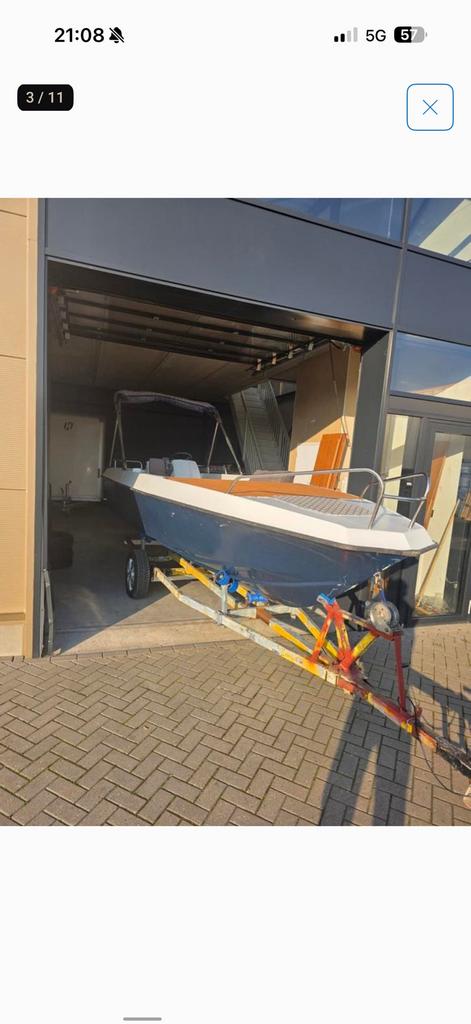 Sloep boot voor 8 pers met 60pk evinrude etec ho uit 2017, Ophalen, Gebruikt, 3 tot 6 meter, Buitenboordmotor