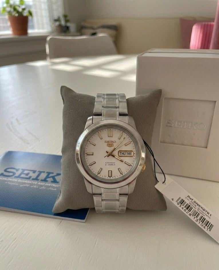 Seiko 5 Automatic Day-Date NIEUW, Staal, Polshorloge, Nieuw, Ophalen of Verzenden