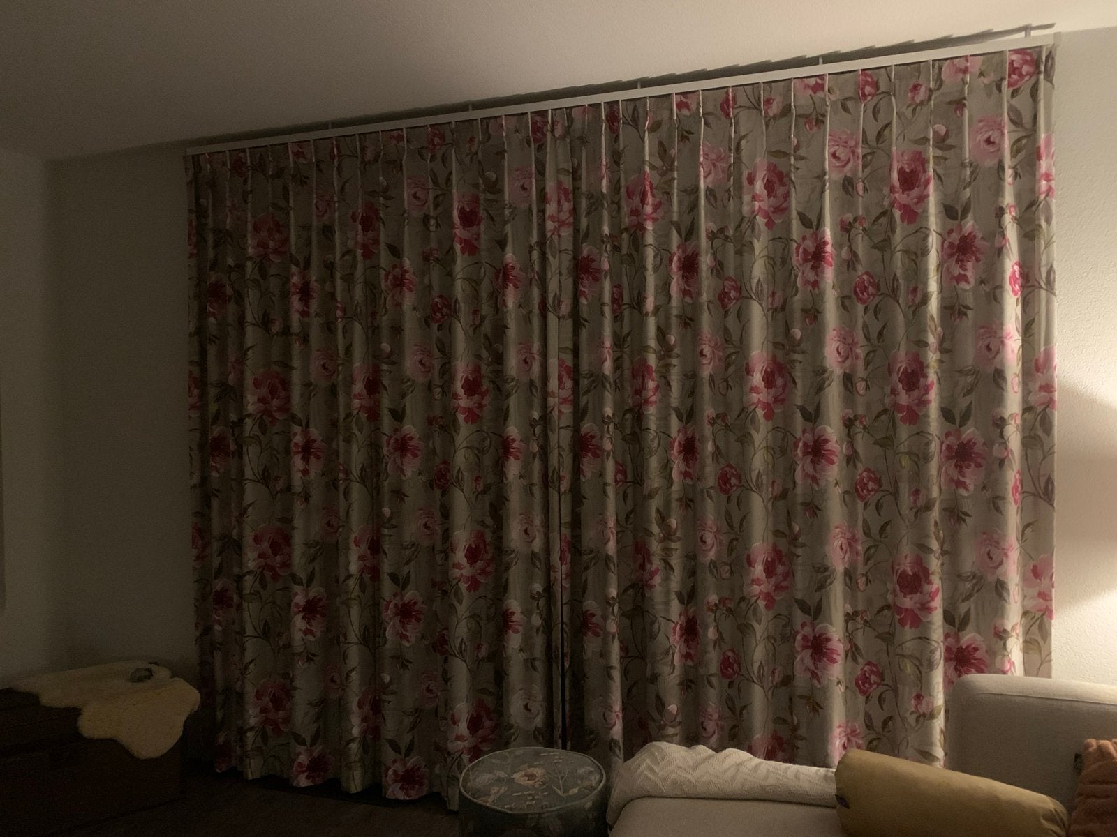 Gordijnen en vouwgordijnen met bloemenprint, Gebruikt, Verduisterend, Ophalen of Verzenden, Polyester