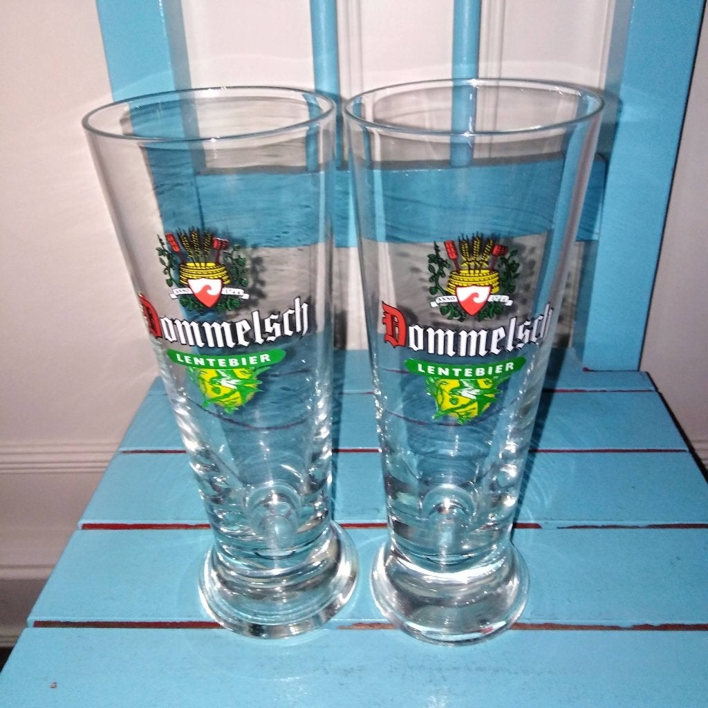 Dommelsch lentebier glazen 5 stuks, Ophalen, Gebruikt, Glas of Glazen, Dommelsch