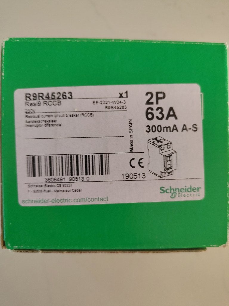 aarlekschakelaar 2-polig 63a, Ophalen of Verzenden, Nieuw, Schneider Electric, Aardlekschakelaar