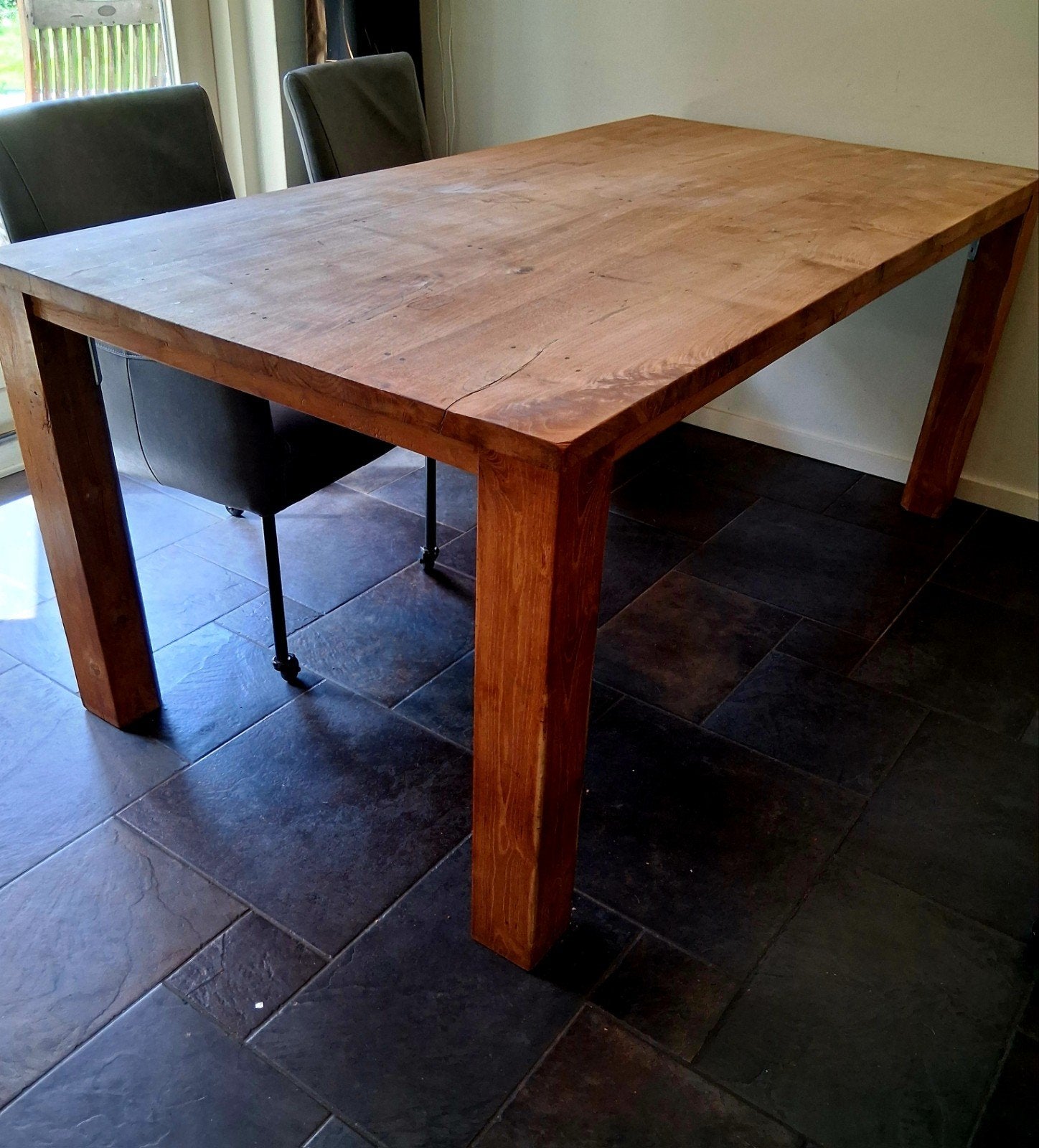Teakhouten eettafel, Ophalen, Gebruikt, 50 tot 100 cm, 150 tot 200 cm