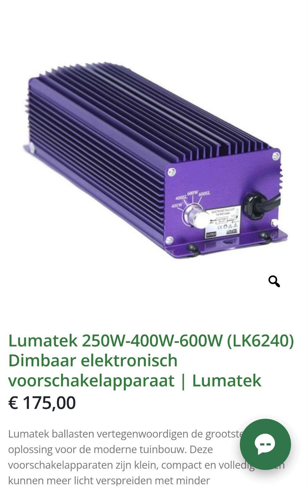 Lumatek LK6240 dimbaar elektronisch voorschakelapparaat, Tuin en Terras, Kweekspullen, Ophalen of Verzenden, Kweeklamp