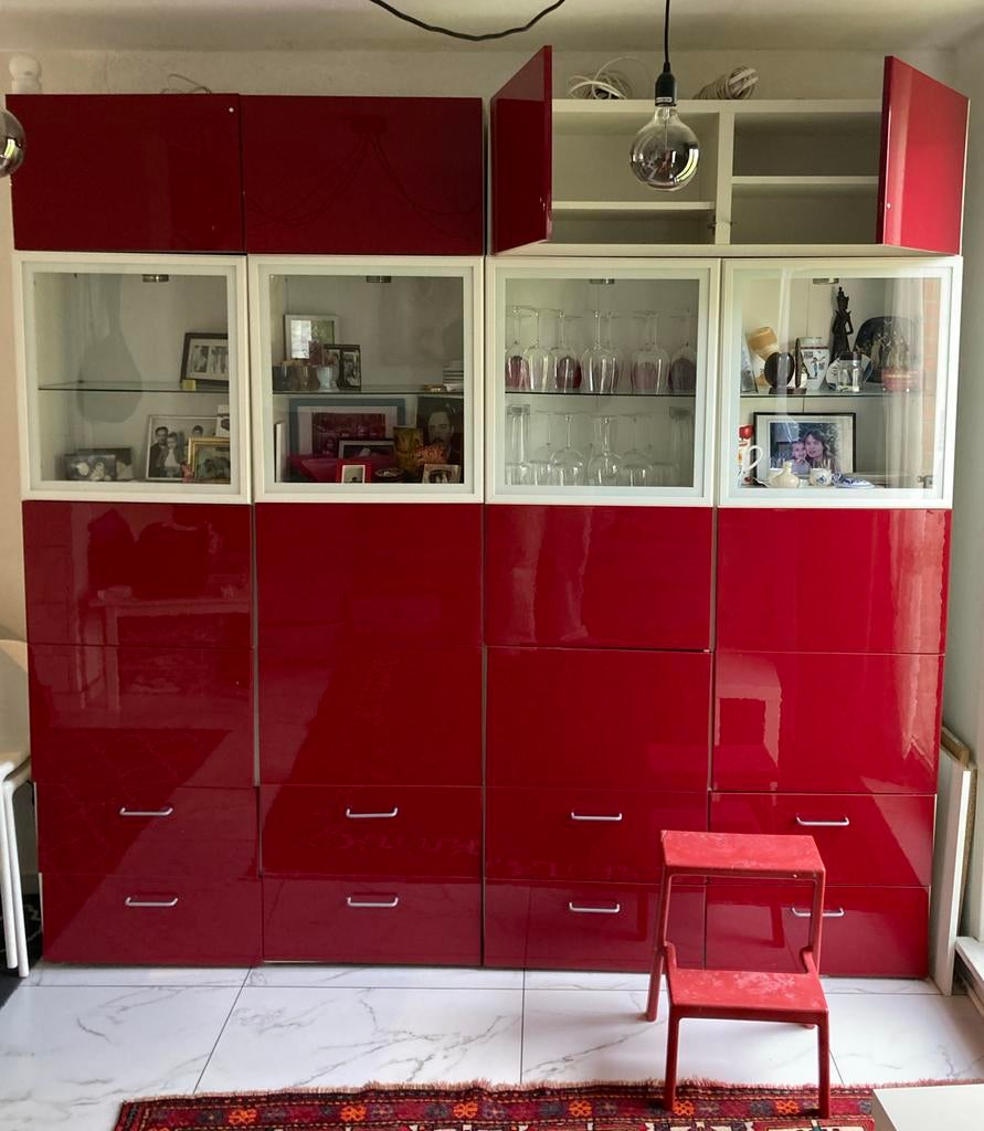 IKEA besta kast rood/wit, Ophalen, Overige materialen, Gebruikt, 5 laden of meer