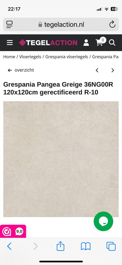 Grespania Pangea Greige 120x120cm Gerectificeerd R-10, Ophalen, 60 cm of meer, Nieuw, Minder dan 5 m²