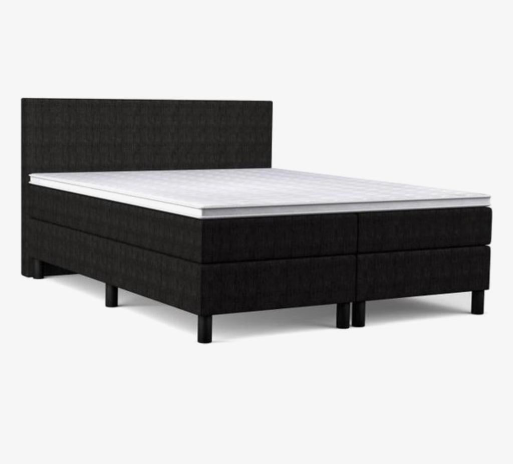 Zwart Boxspring Bed 180 cm met Hoofdbord, Ophalen, Gebruikt, Zwart, Tweepersoons