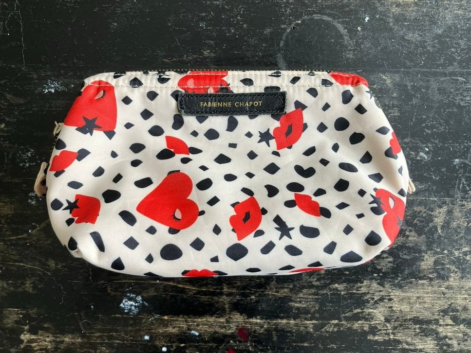 Fabienne Chapot etui / toilettas ecru zwart rood nieuwstaat, Ophalen of Verzenden, Zo goed als nieuw, Blauw, Dame
