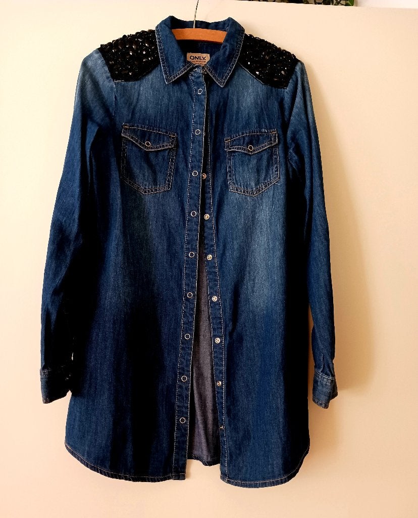 Stoere spijkerjurk, Ophalen, Only, Blauw, Zo goed als nieuw