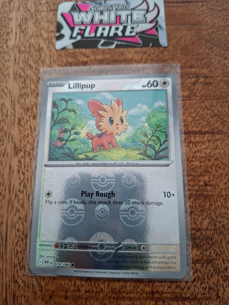 Pokemon Lillipup (pokeball) (074/082) – White Flare, Ophalen of Verzenden, Nieuw, Losse kaart, Foil