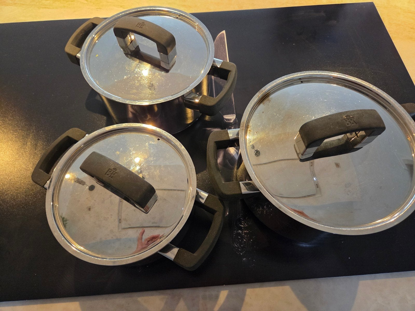 BK Pannenset 16, 18, 20 cm - Geschikt voor inductie, Gebruikt, Geschikt voor inductie, BK, Pannenset