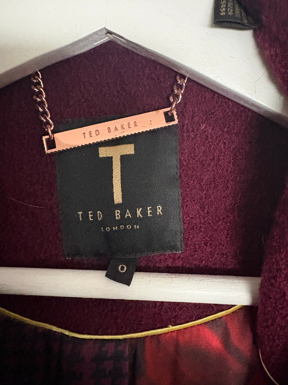 Ted Baker Wollen Jas Bordeaux Maat 34 (XS), Kleding | Dames, Jassen | Winter, Ophalen of Verzenden, Zo goed als nieuw, Maat 34 (XS) of kleiner