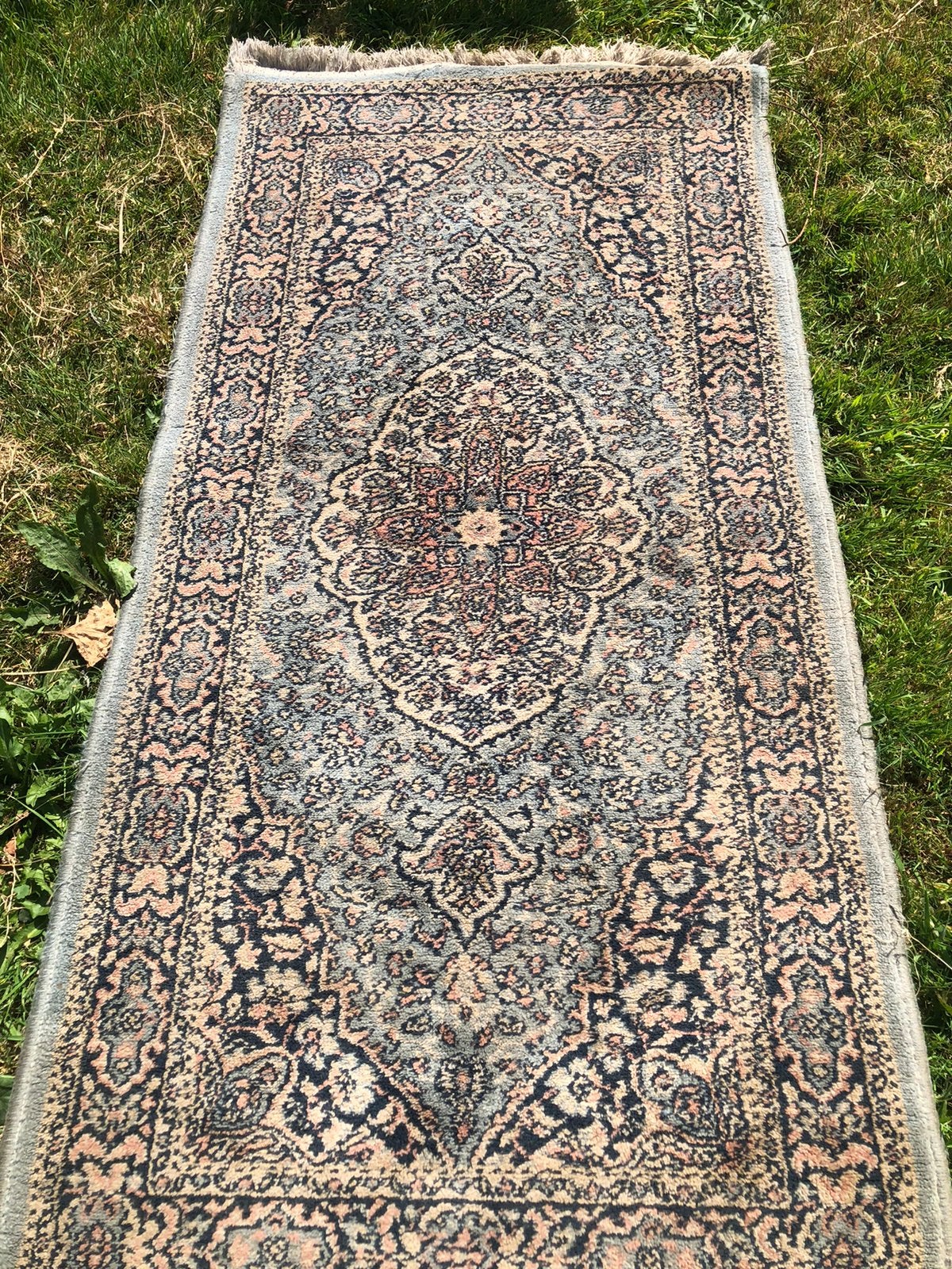 Prachtig vintage perzisch tapijt, lichtblauw zachtroze, wol, Ophalen of Verzenden, Zo goed als nieuw, Rechthoekig, 200 cm of meer