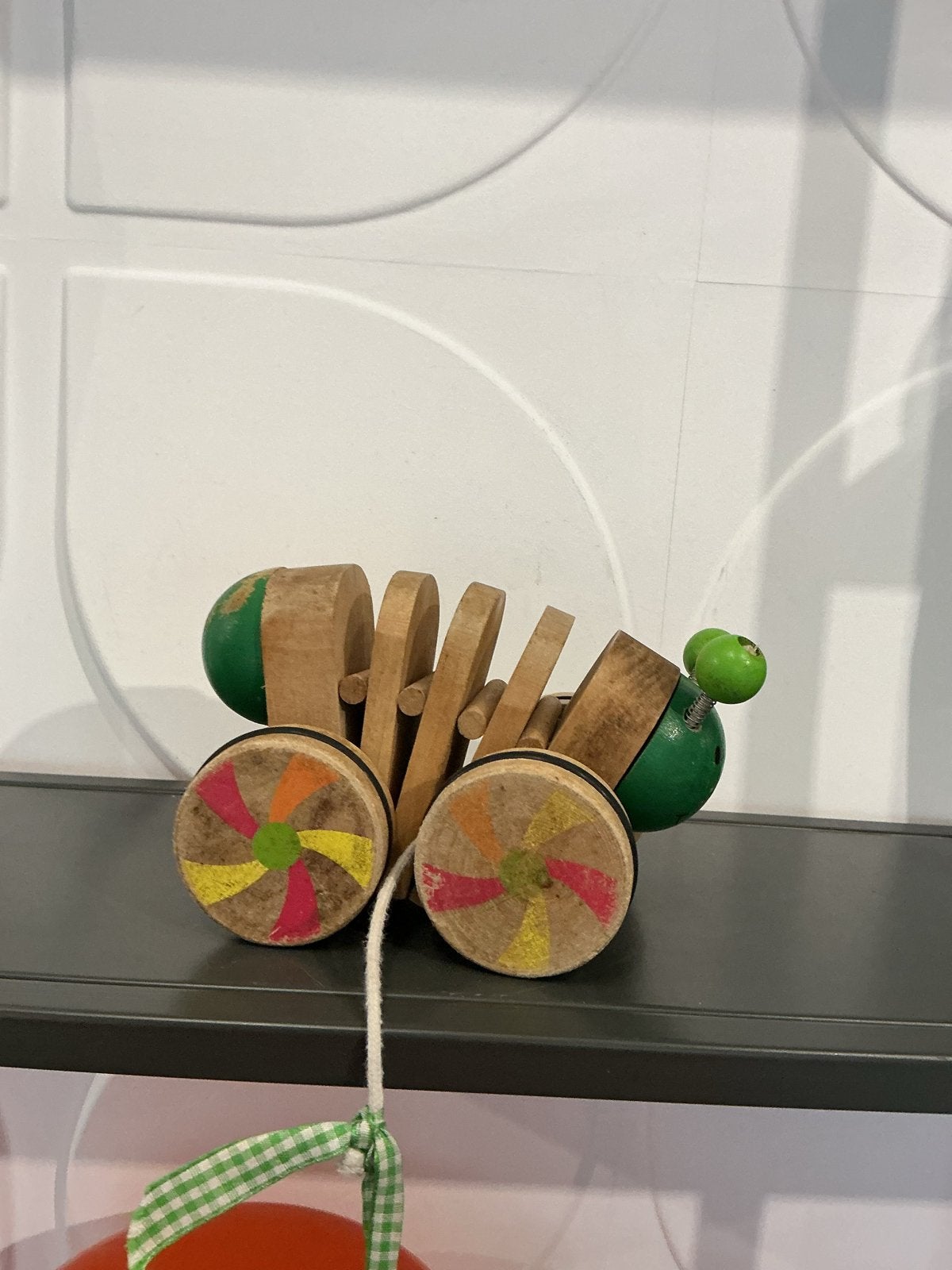 Houten rups trekfiguur - Vintage speelgoed, Ophalen of Verzenden, Gebruikt, Duw- of Trekspeelgoed