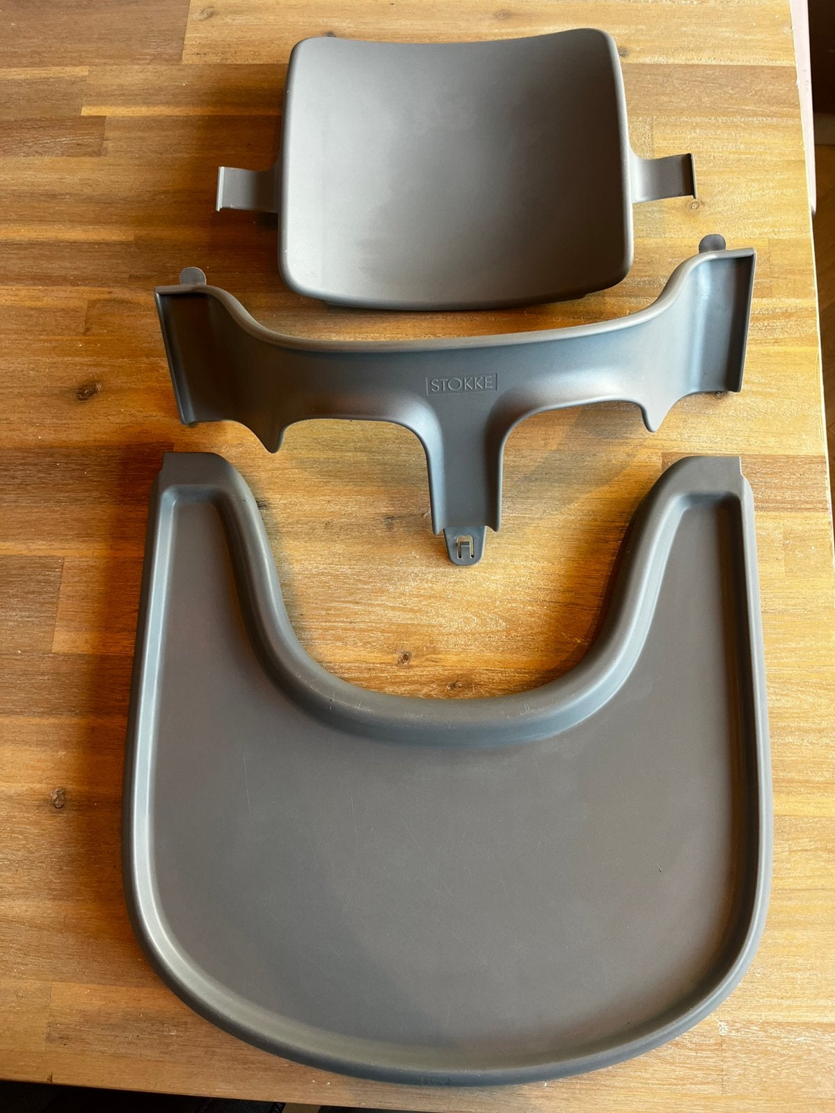 Stokke Tripp Trapp baby-set met tray/dienblad, storm grey, Ophalen of Verzenden, Zo goed als nieuw, Meegroeistoel