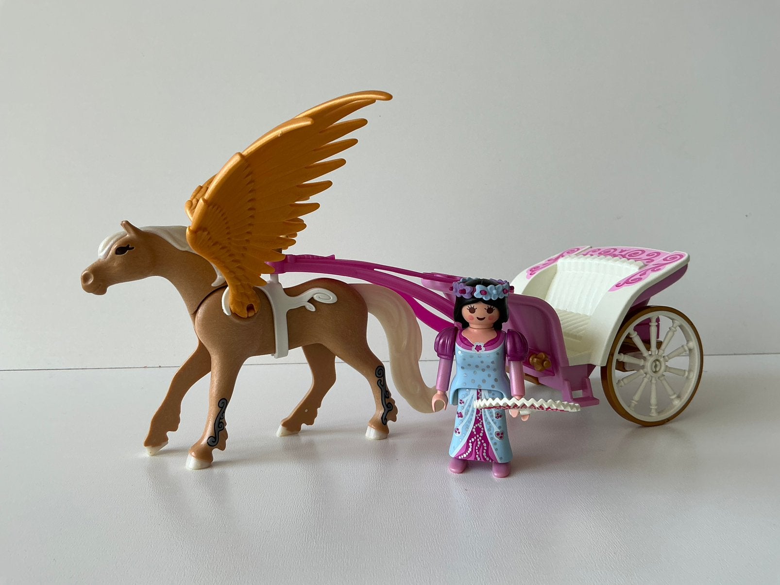 Playmobil 5143 prinses met pegasaus en rijtuig, Ophalen of Verzenden, Gebruikt, Complete set