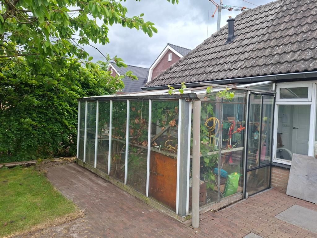 Glazen tuinkas met stalen frame, Tuin en Terras, Kassen, Gebruikt, Muurkas, Staal, Glas, Ophalen