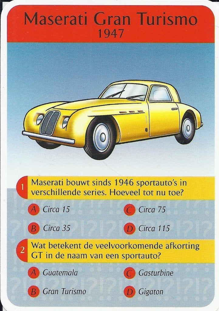 kw98 verzamelkaartje maserati gran turismo 1947, Ophalen of Verzenden, Zo goed als nieuw, Auto's