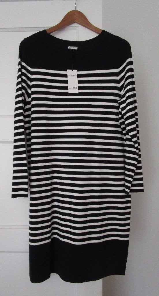 Gerry Weber gebreide jurk-lange mouw-recht model-maritiem, Kleding | Dames, Blauw, Maat 42/44 (L), Nieuw, Ophalen of Verzenden