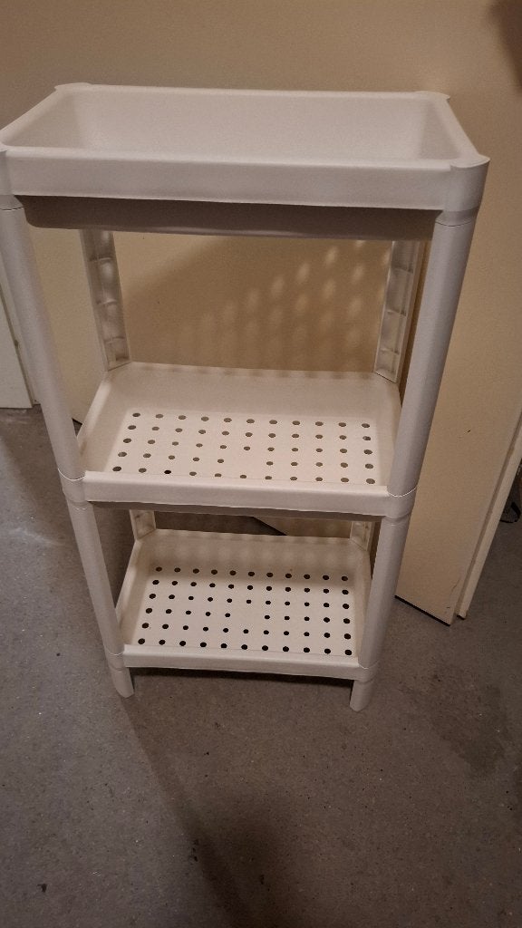Handig wit kunststof rekje met 3 etages, Huis en Inrichting, Ophalen, Minder dan 50 cm, Gebruikt, Overige typen
