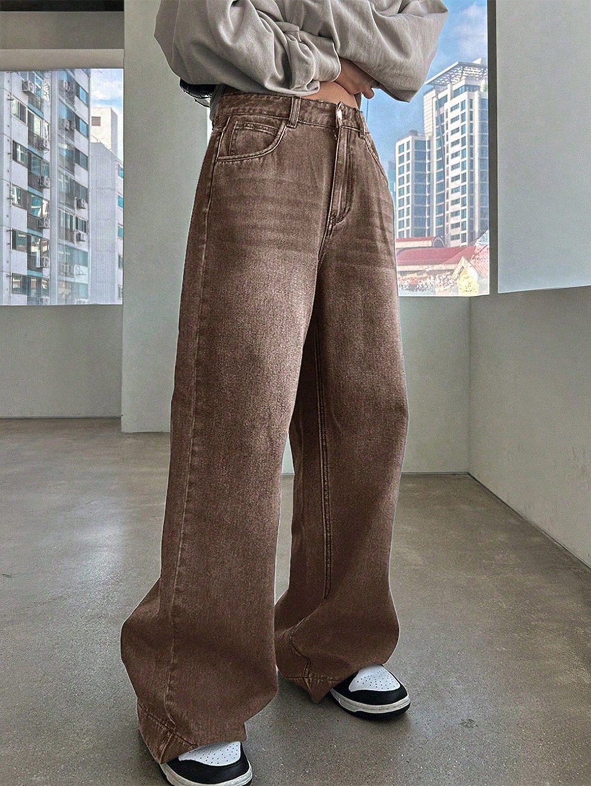 Top Model Donker Bruine super wide jeans M 38, Ophalen