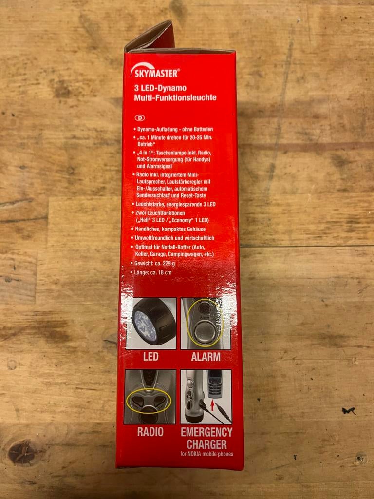 3 LED-Dynamo Multi-functionele zaklamp, Caravans en Kamperen, Zaklampen, Nieuw, Accu, Ophalen of Verzenden