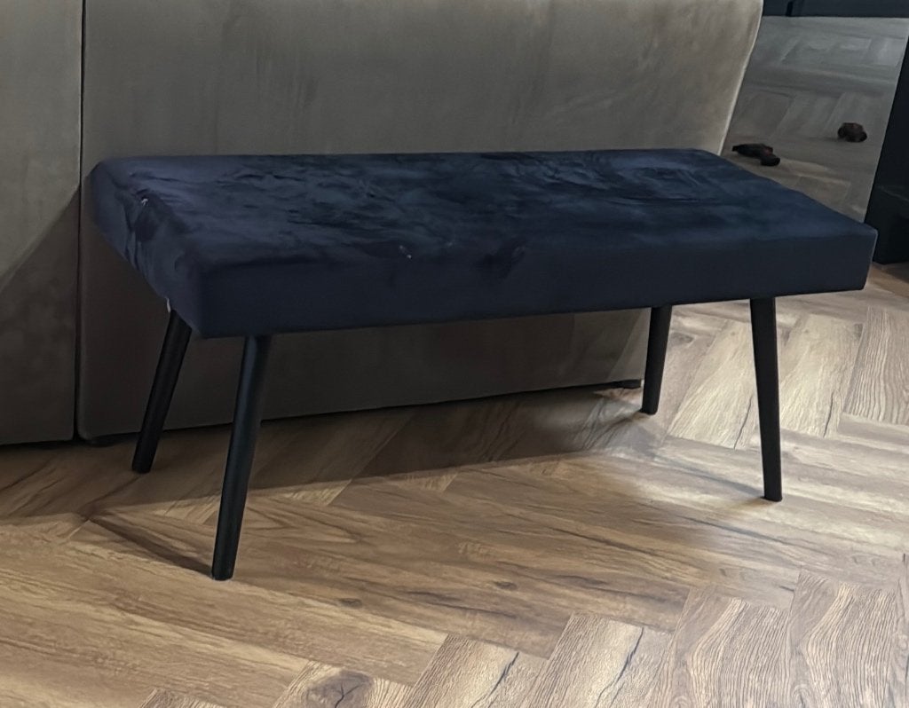 Bankje zwart velvet, Ophalen, Minder dan 50 cm, 75 tot 100 cm, Zo goed als nieuw