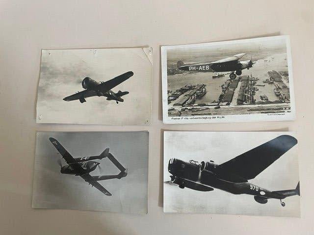 4 x antieke foto / ansichtkaart. Fokker vliegtuig., Verzamelen, Ophalen, Gebruikt, Kaart, Foto of Prent