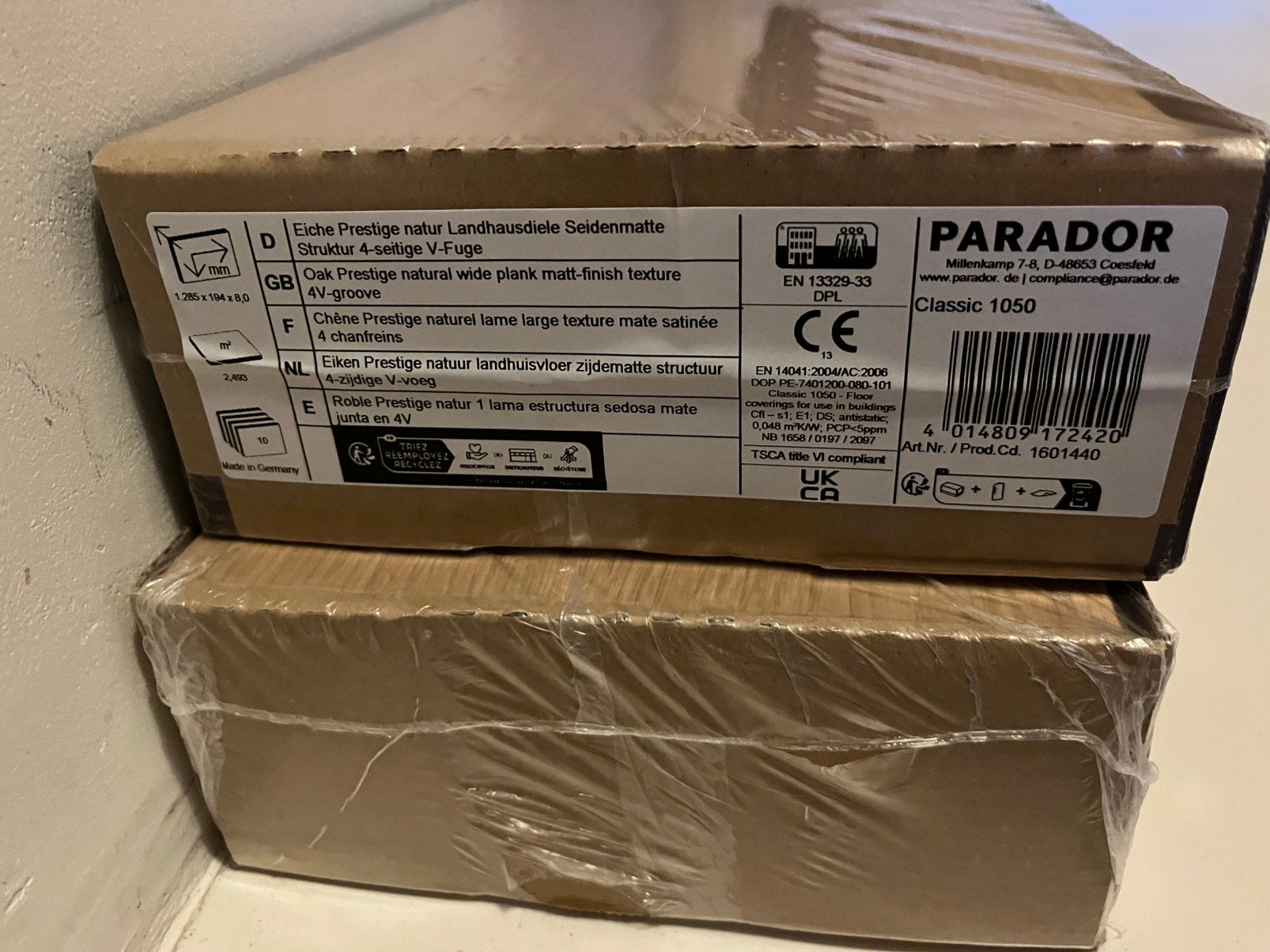 Laminaat parador classic 1050, Ophalen, 50 tot 150 cm, Nieuw, Minder dan 5 m²