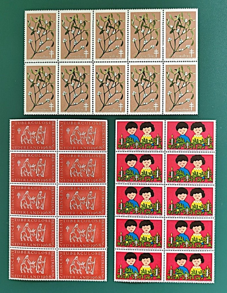 Nederland :TBC kerst/sluitzegel veldelen 1967/68/69 postfris, Verzenden, Overige thema's