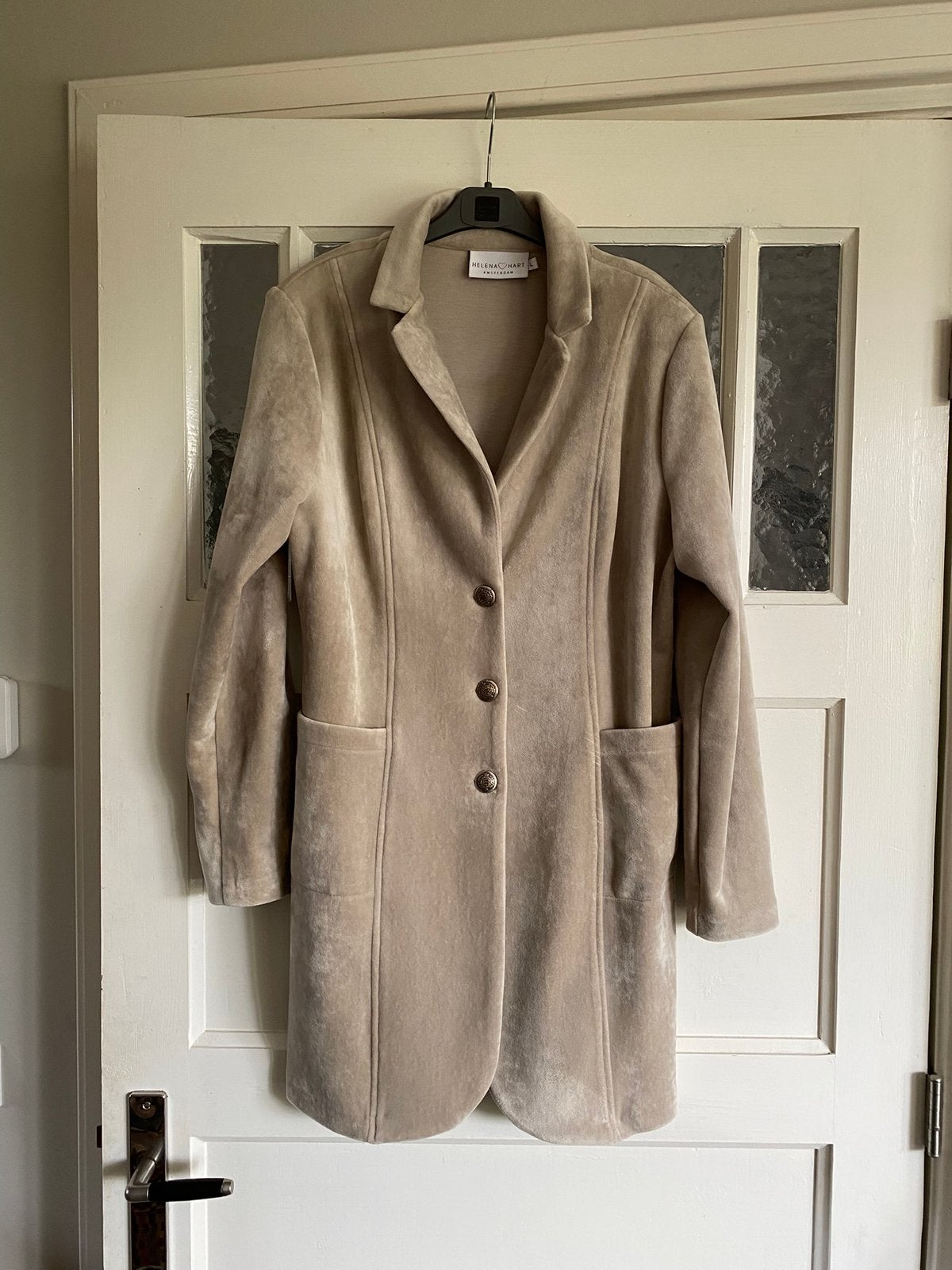 Helena Hart, fluwelen blazer, maat L, Ophalen of Verzenden, Zo goed als nieuw, Maat 42/44 (L), Beige