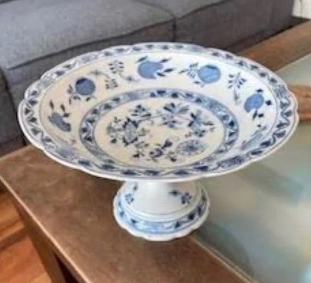 Zwiebelmuster Tazza schaal op voet Regout, Ophalen