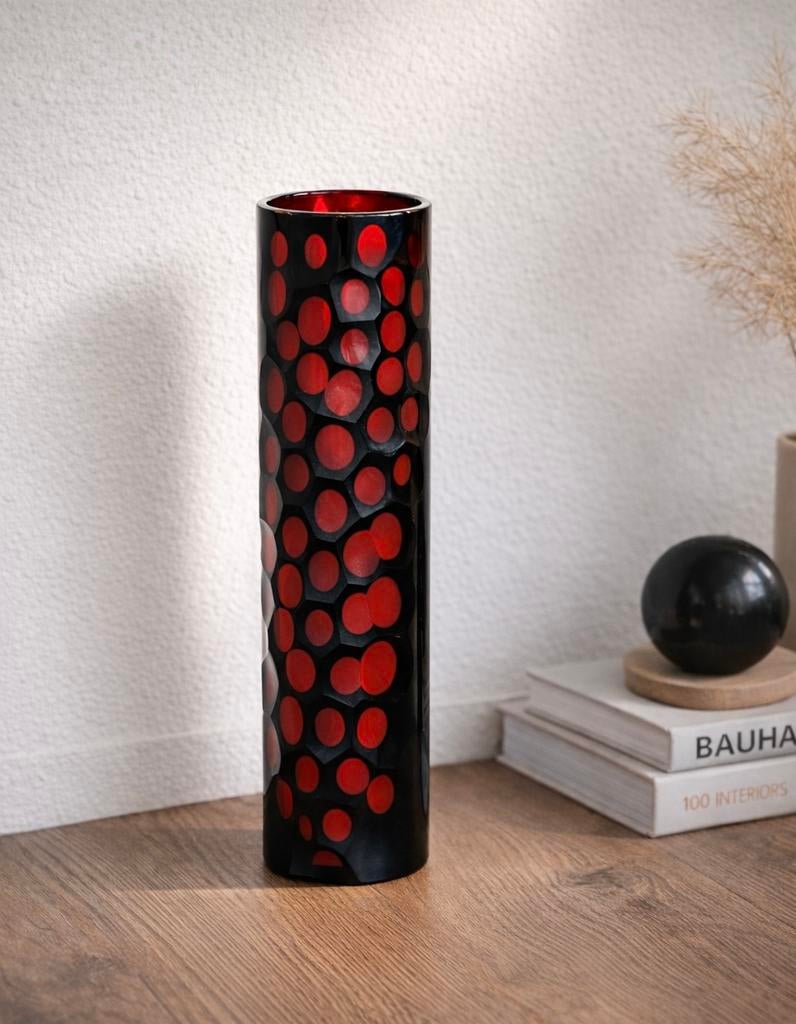 Vintage vaas. KARE Design. Zwart rood, Zwart, Ophalen of Verzenden, Minder dan 50 cm, Glas