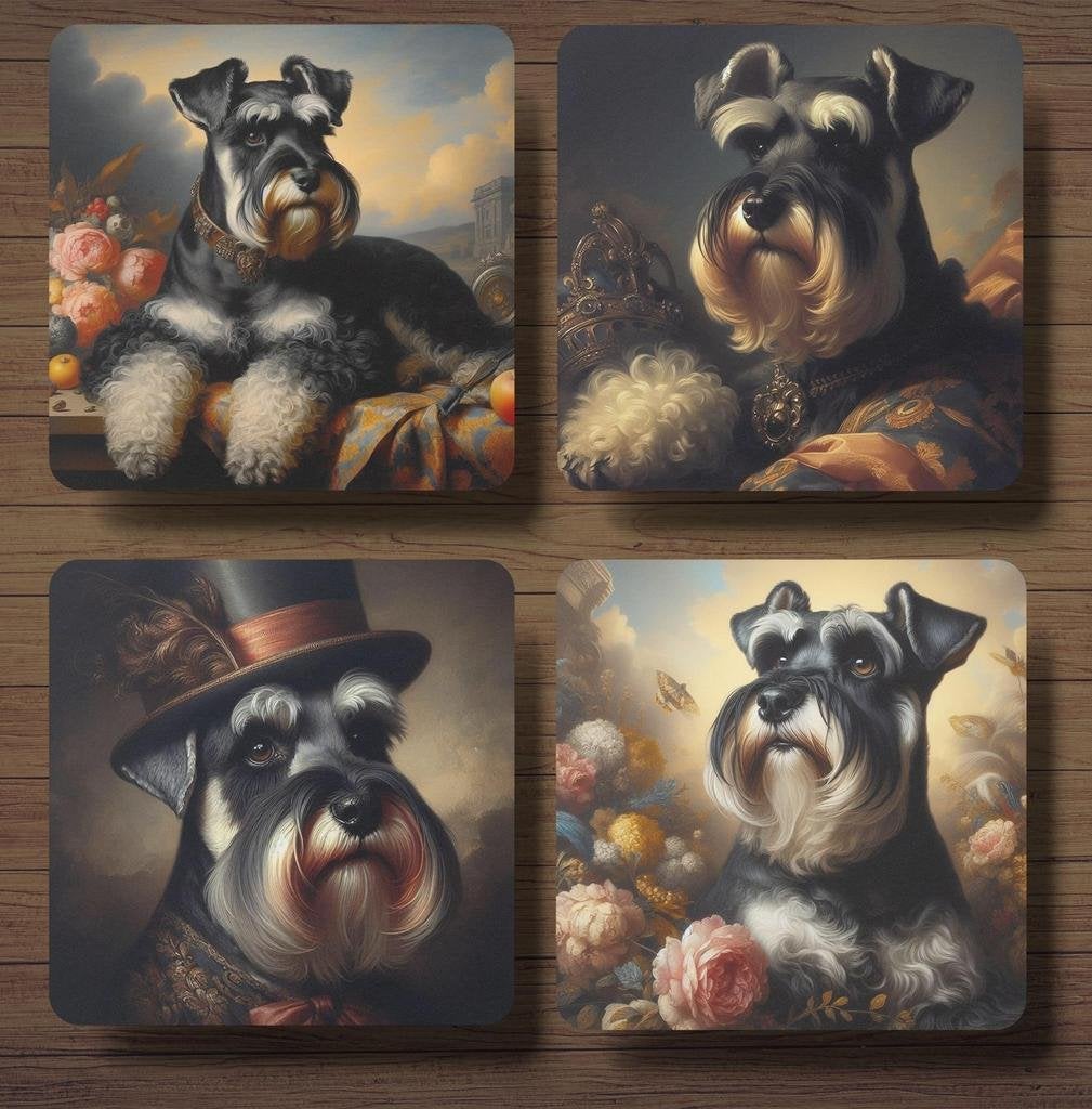 Schnauzer Barok onderzetters met houder, Ophalen of Verzenden, Nieuw