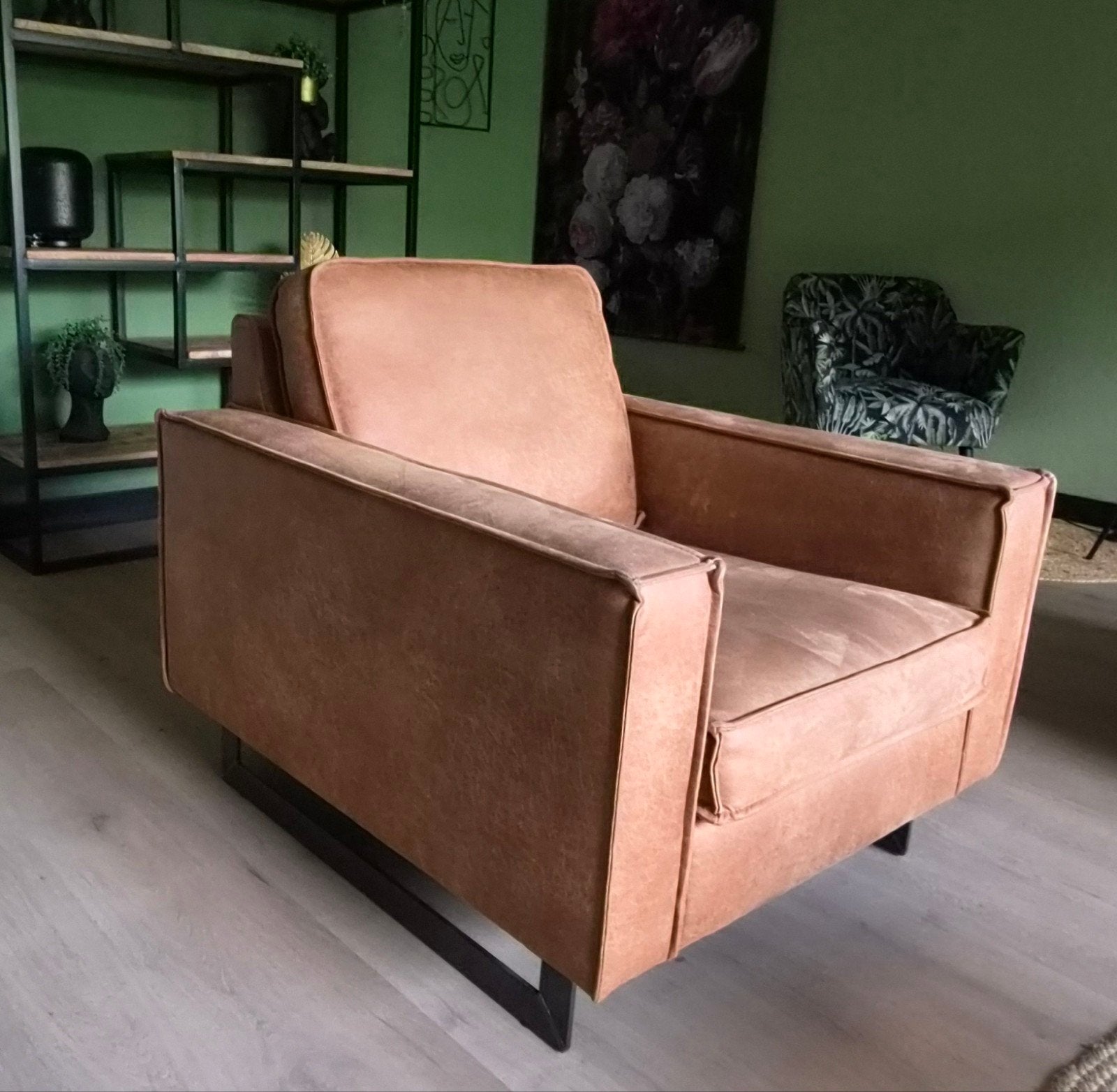 Foteuil cognac kleur, Ophalen, Zo goed als nieuw, 75 tot 100 cm