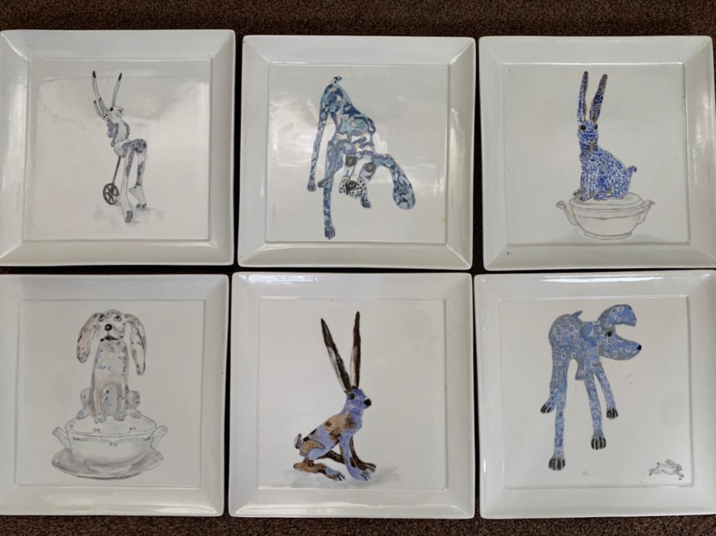 7 moderne kunstborden met diverse fantasie dieren30x30 cm, Ophalen