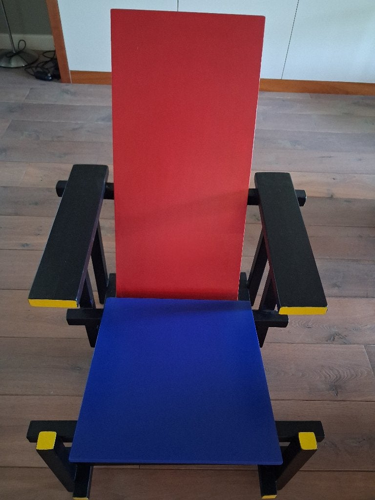 Replica Gerrit Rietveld stoel, Ophalen, Gebruikt, Rood, Hout