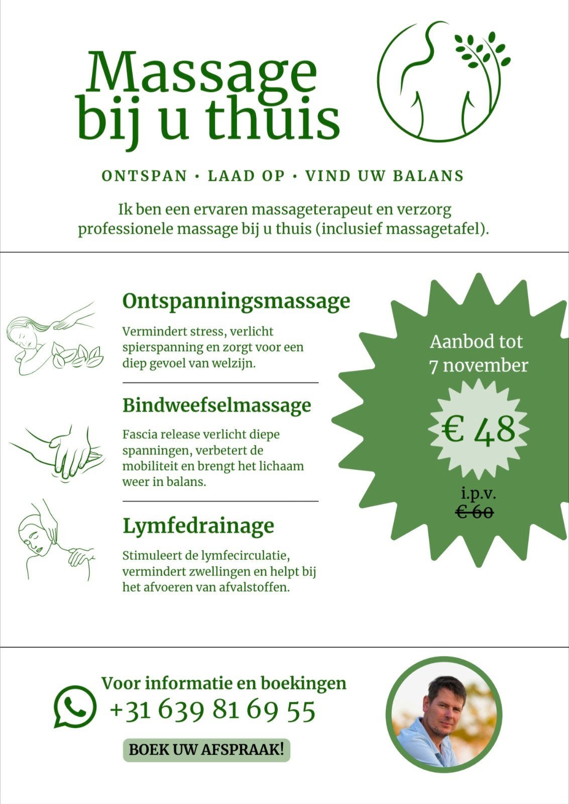 Halloween actie! €48 per uur., Ontspanningsmassage
