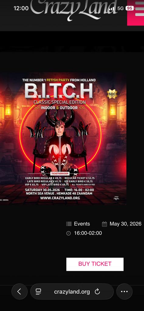 Crazyland bitch, Tickets en Kaartjes, Evenementen en Festivals, Twee personen
