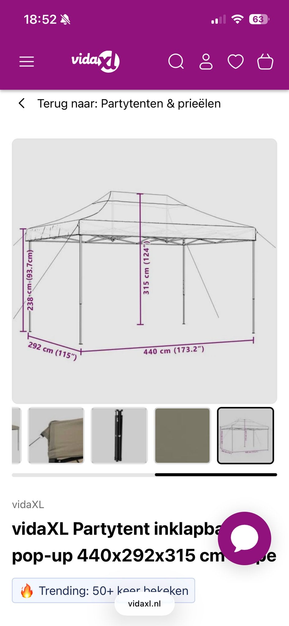NIEUWE Partytent 3x4,5m - VidaXL opvouwbaar, Tuin en Terras, Partytenten, Ophalen, Opvouwbaar, Partytent, Nieuw