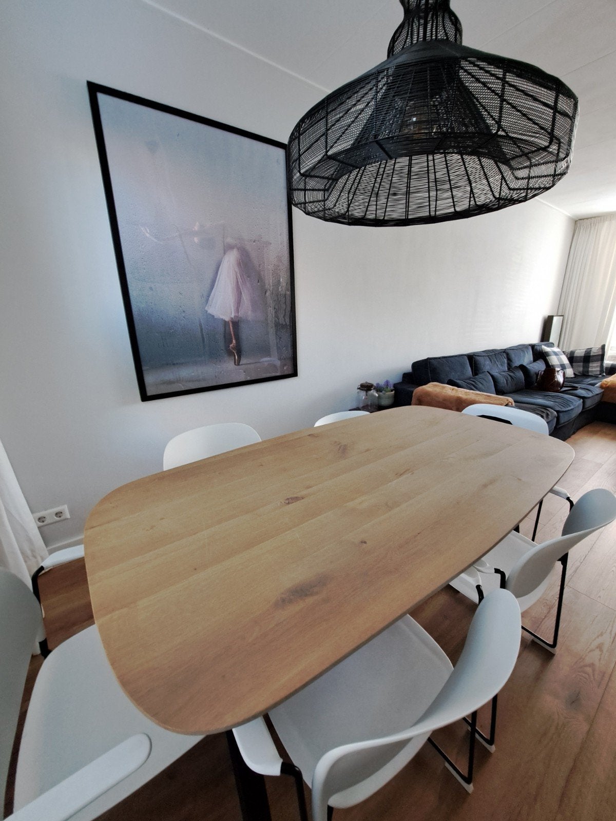 Stoere staaldraad hanglamp van LOODS 5, Huis en Inrichting, Lampen | Hanglampen, Ophalen, Zo goed als nieuw, Metaal, E27 (groot)