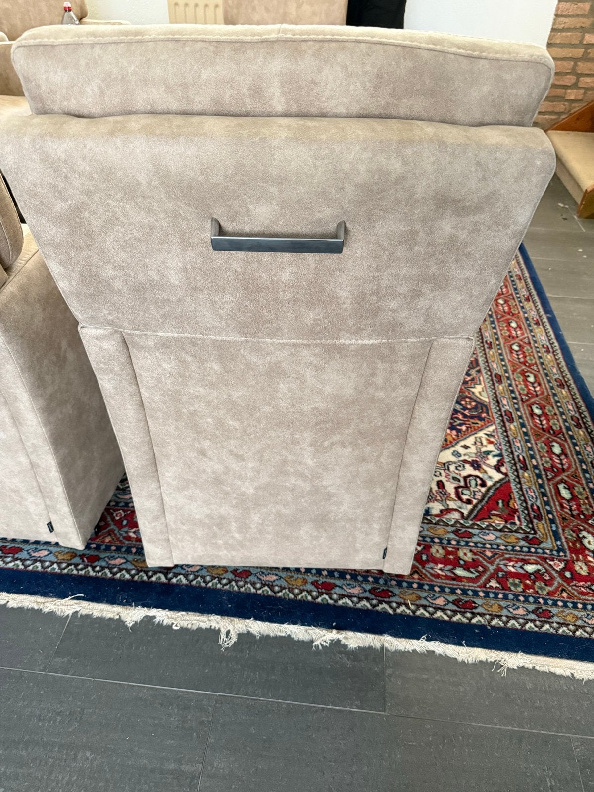 6x Goossens Eetkamerstoel Leen - Microleer Beige, Ophalen, Overige kleuren, Leer, Zo goed als nieuw