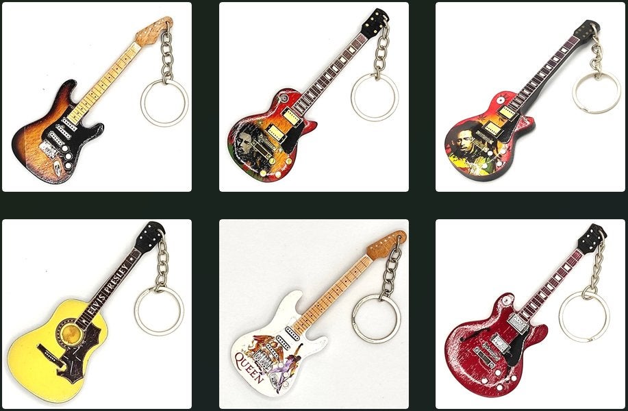 Queen Freddie Mercury wit sleutelhanger gitaar van hout, Info@deconoord.nl, Deco Noord, Nieuw, Ophalen of Verzenden