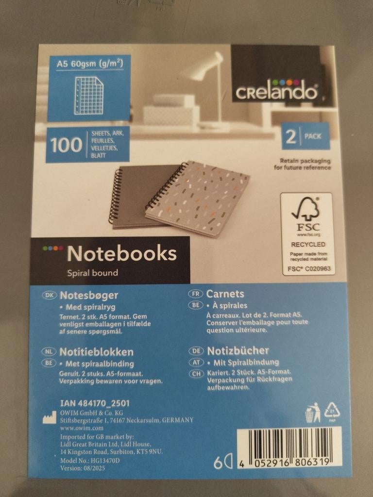 A5 harde kaft notebook geruit, Ophalen, Nieuw