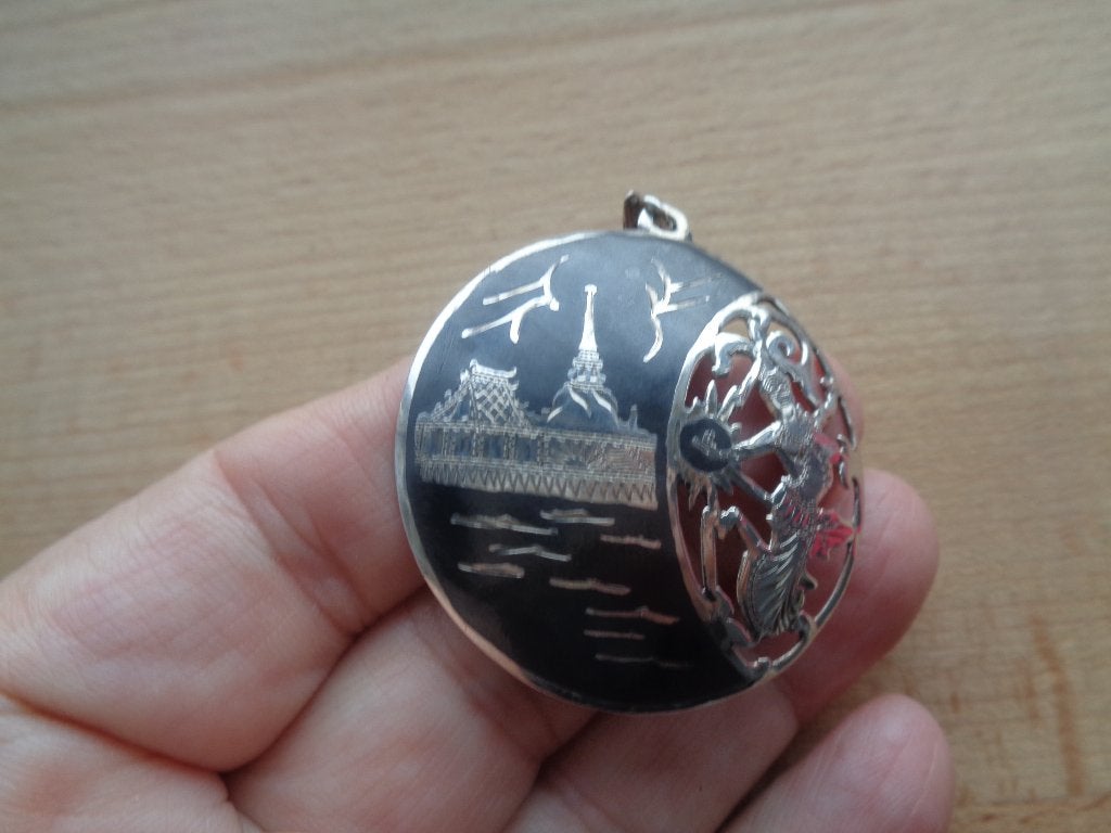 Sterling Zilver Siam Niëllo hanger [868], Verzenden, Zo goed als nieuw, Zilver, Zilver