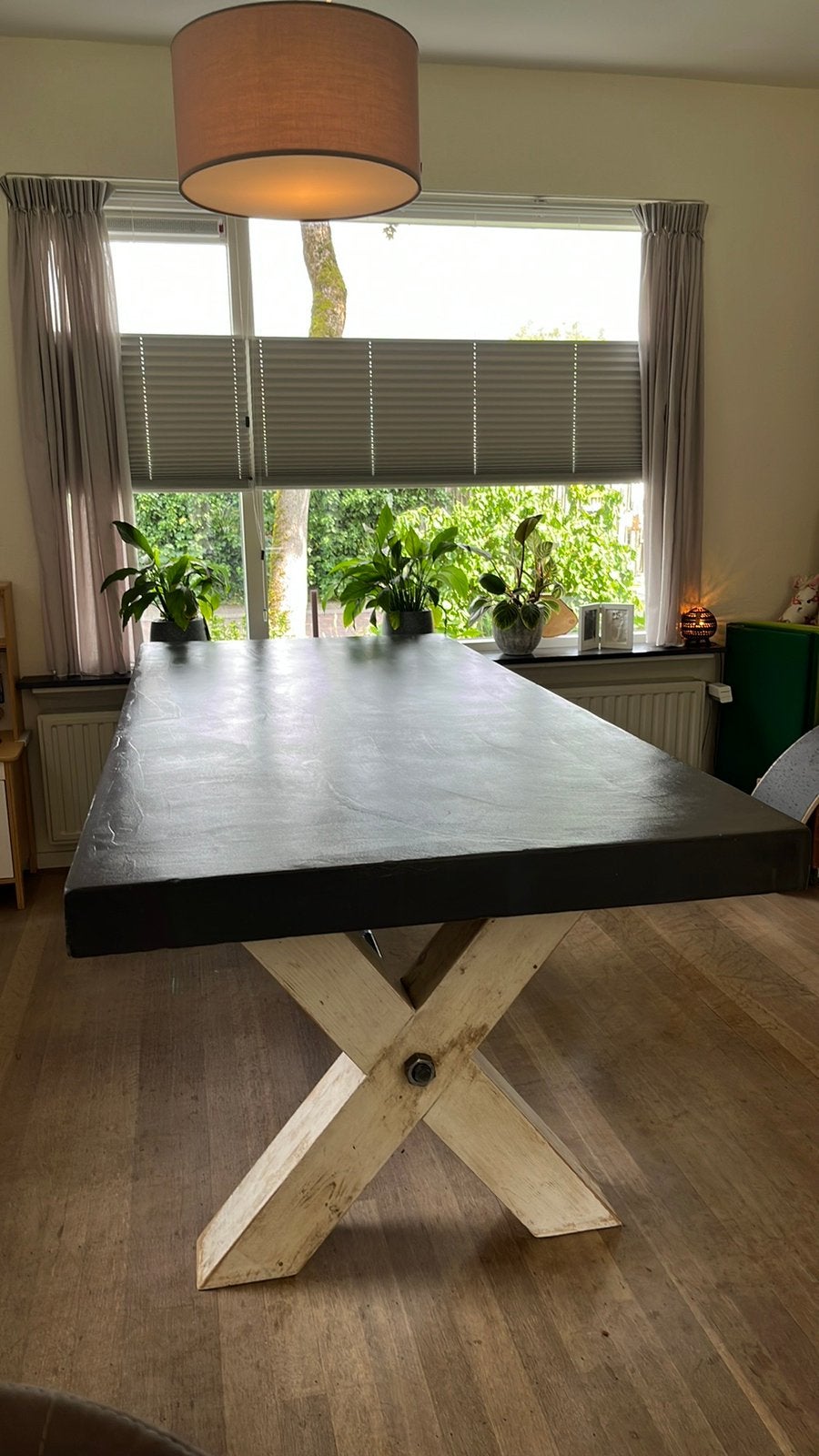Beton Cire kruispoottafel 220 x 100 cm, Ophalen, 200 cm of meer, 50 tot 100 cm, Zo goed als nieuw