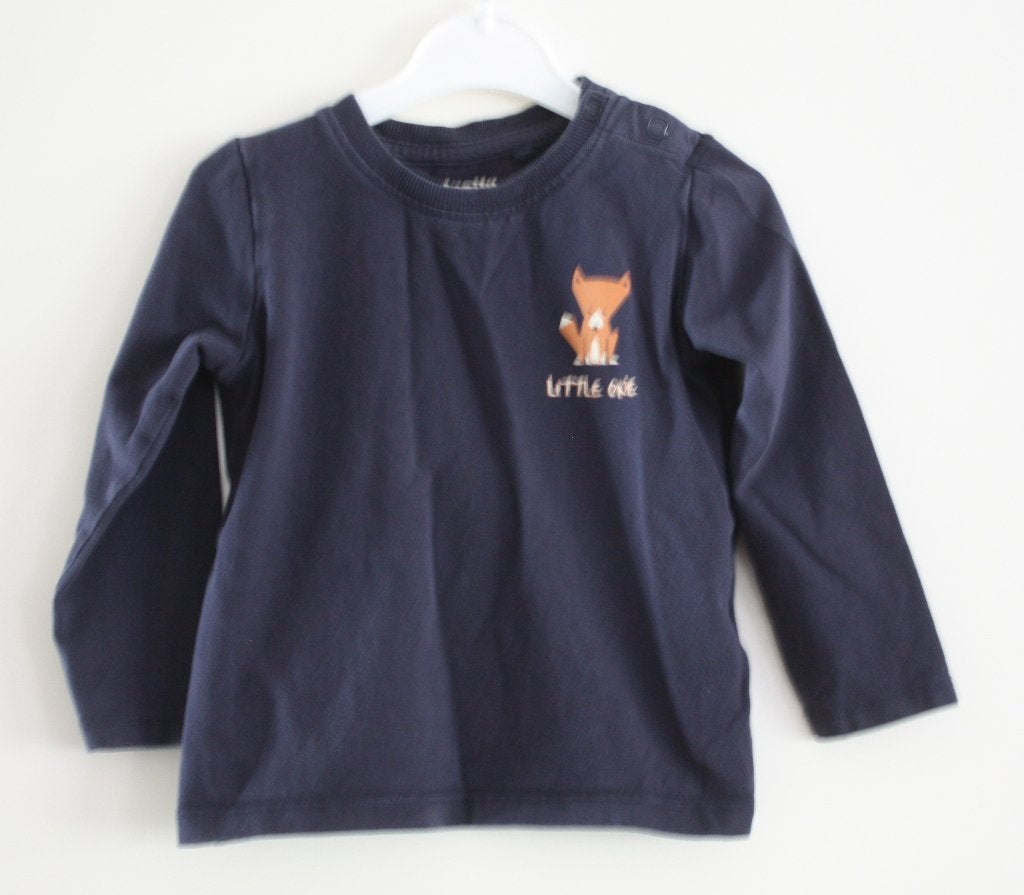 blauw truitje met vosje print maat 74-80, Ophalen of Verzenden, Gebruikt, Jongetje, Truitje of Vestje