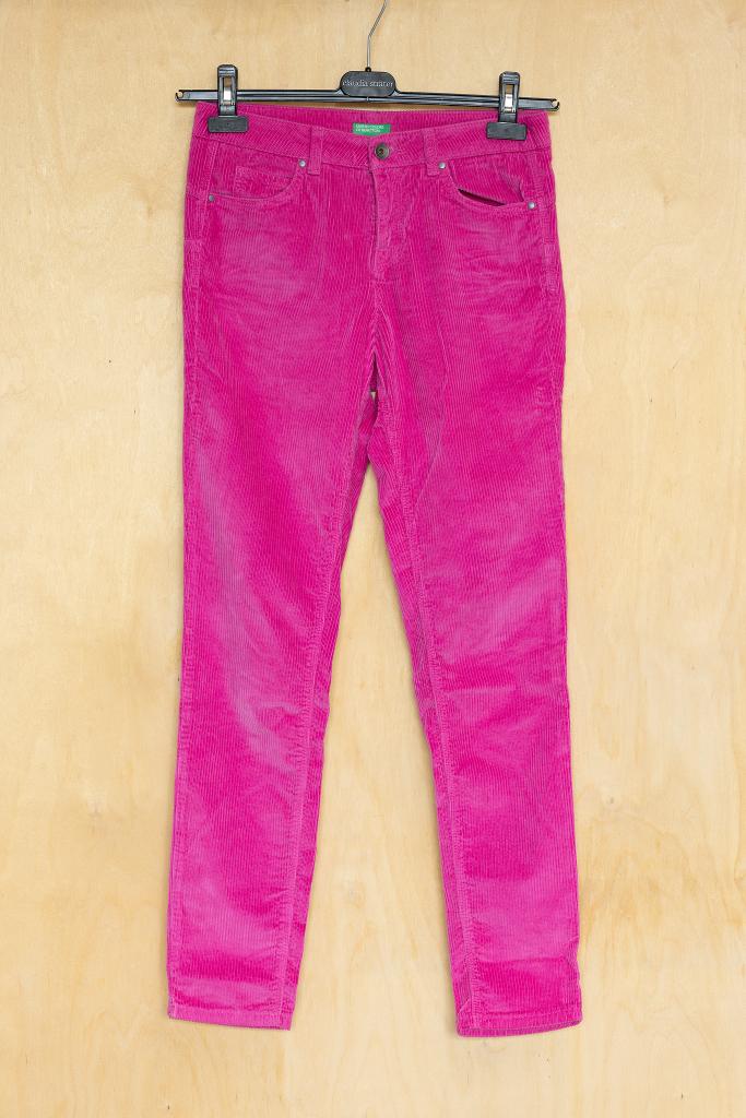 United colors of benetton knal roze rib corduroy broek 34 XS, Benetton, Ophalen of Verzenden, Zo goed als nieuw, Roze