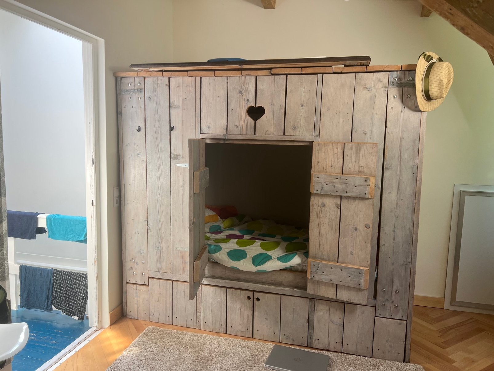 Stijgerhouten Bed stee (lengte 2.15 breedte 94 hoogte 1.90, Ophalen, 85 tot 100 cm, Gebruikt, Matras