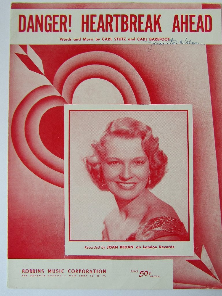 DANGER ! HEARTBREAK AHEAD **Oude Bladmuziek uit 1954**, Ophalen of Verzenden, Gebruikt, Artiest of Componist, Overige genres