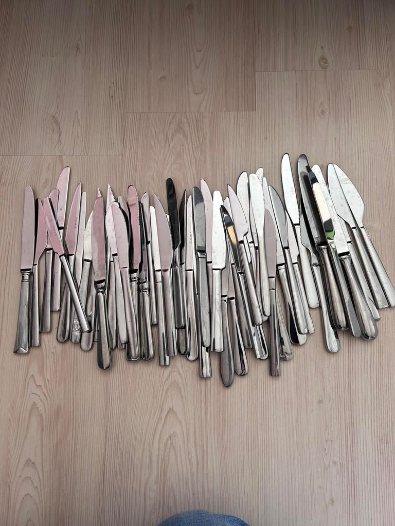 Partij messen ongesorteerd 50 stuks, Ophalen of Verzenden, Gebruikt, Rvs of Chroom
